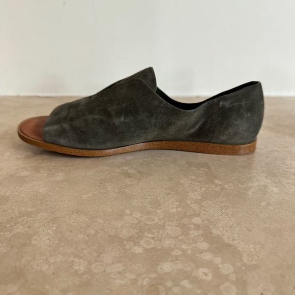 1 State Cassidee Olive Green Suede Leather Open Toe Slip On Flats Women Sz 7.5 M - Picture 4 of 13